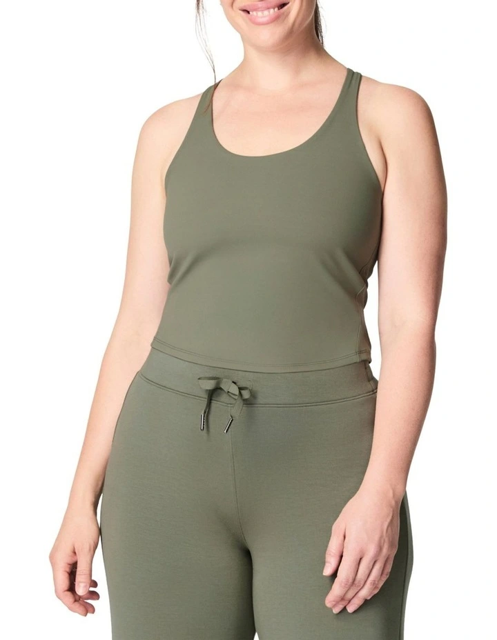 Contour Crossback Shelf Tank in Green image 3
