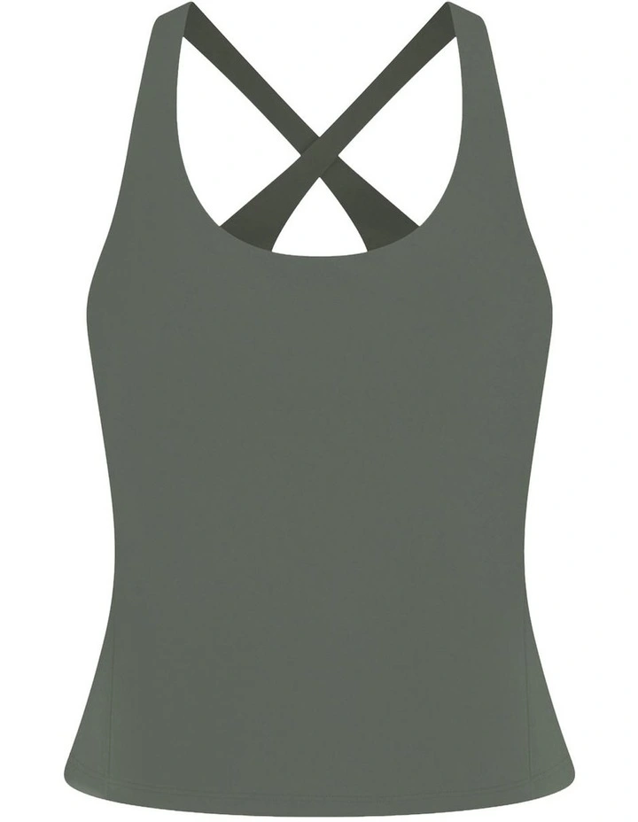 Contour Crossback Shelf Tank in Green image 4