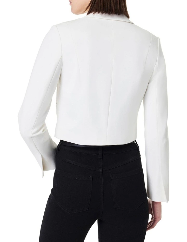 Ponte Crop Blazer in White image 2