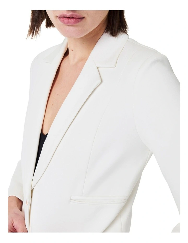 Ponte Crop Blazer in White image 3