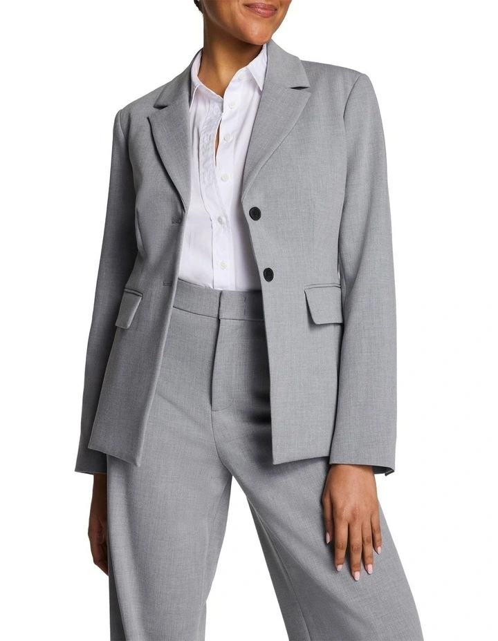 Stretch Double Weave Tailored Blazer in Grey image 3