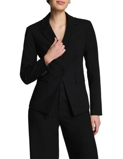 Stretch Double Weave Tailored Blazer in Black