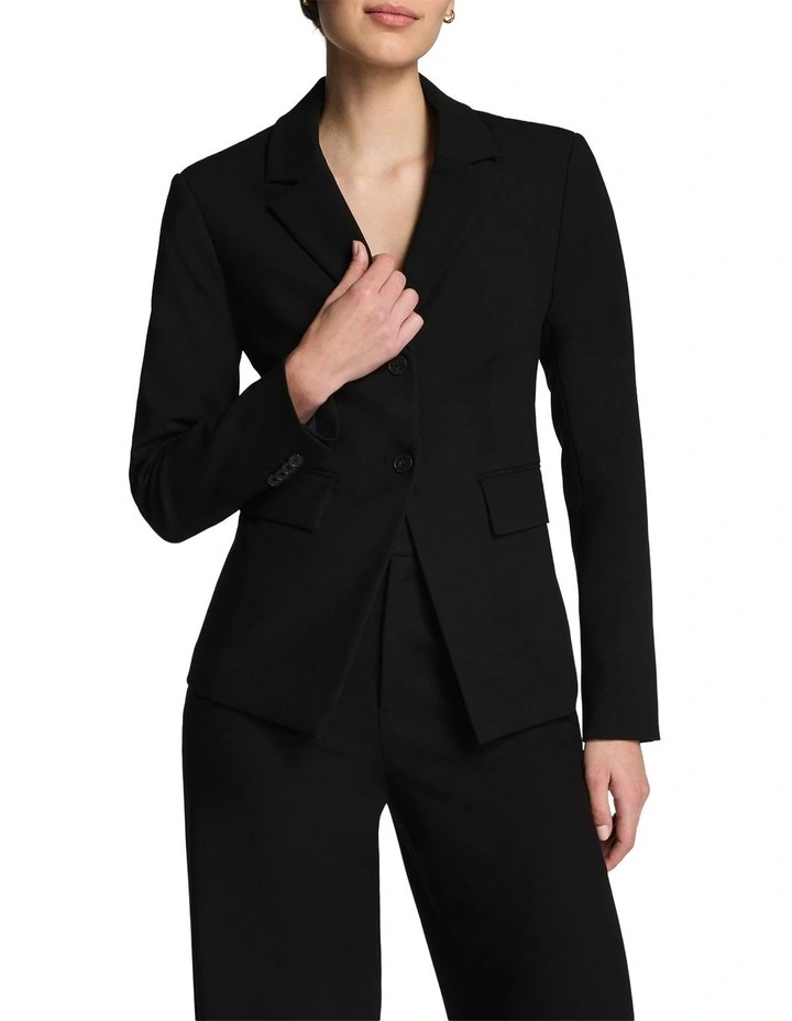 Stretch Double Weave Tailored Blazer in Black image 1