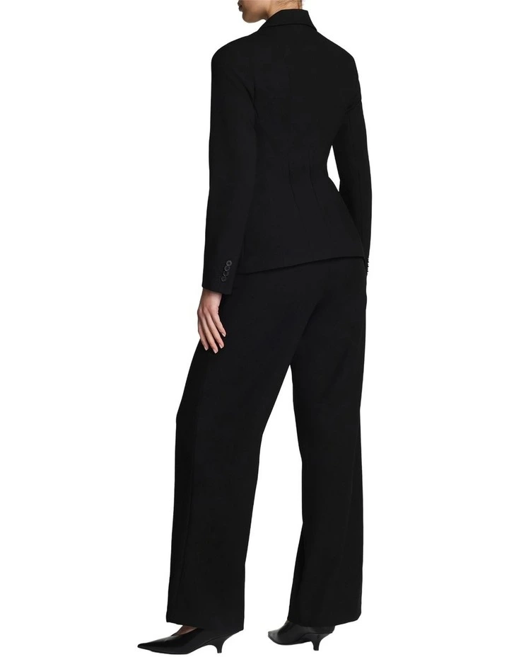 Stretch Double Weave Tailored Blazer in Black image 2