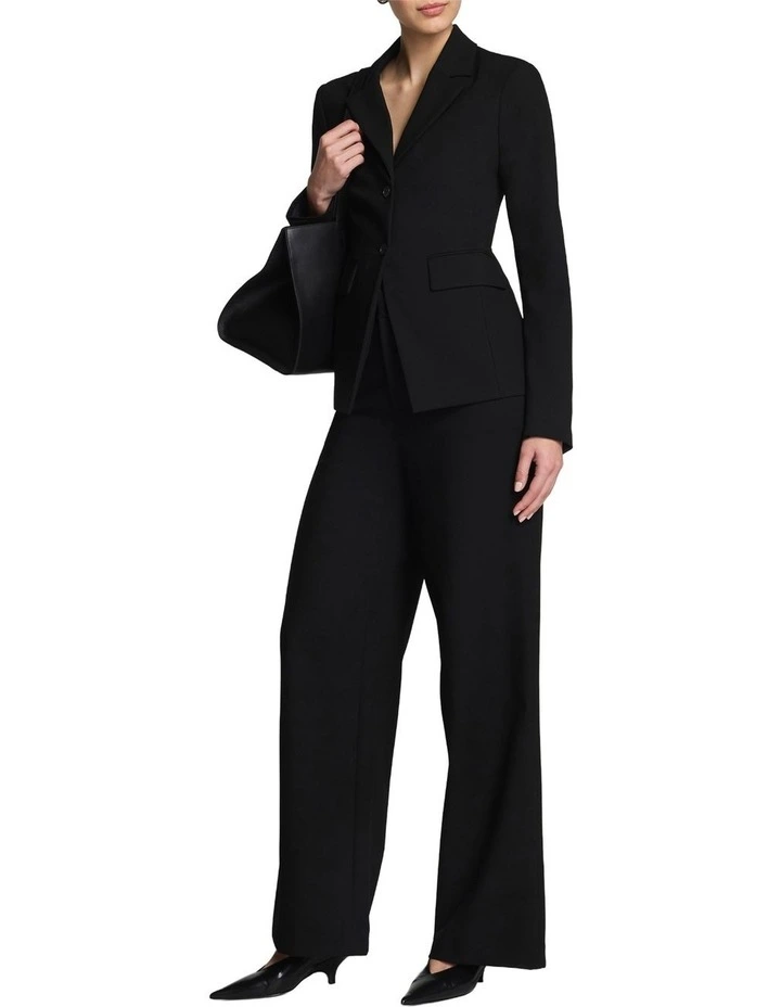 Stretch Double Weave Tailored Blazer in Black image 3