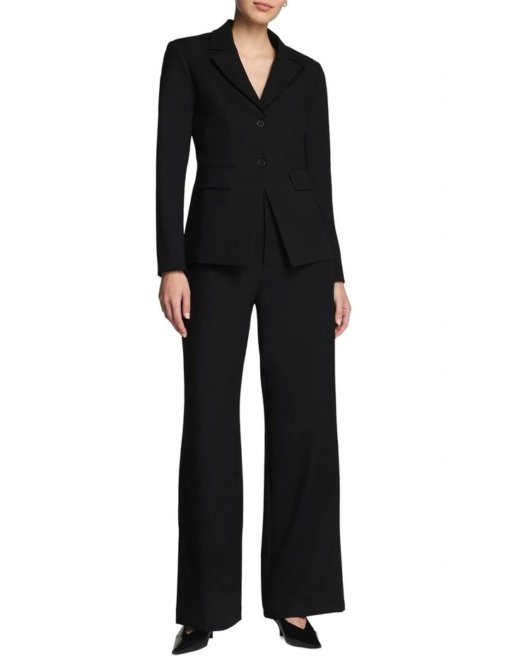 Stretch Double Weave Tailored Blazer in Black image 4