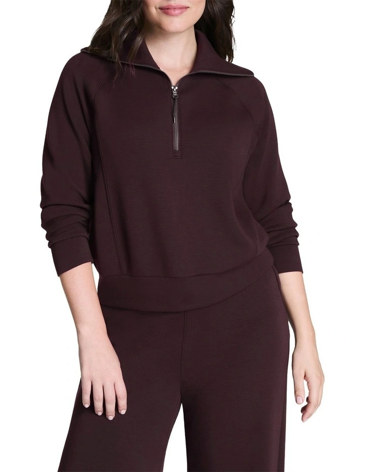 Airessentials Half Zip Hoodie in Brown image 1