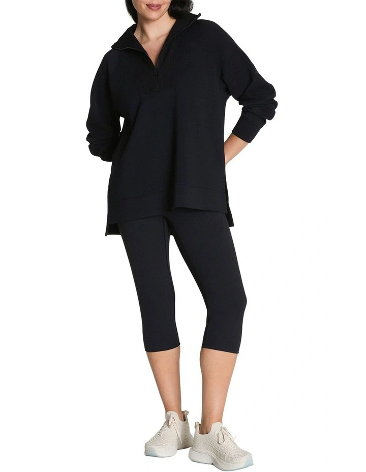 Brushed Airessentials Half Zip Tunic in Very Black image 1