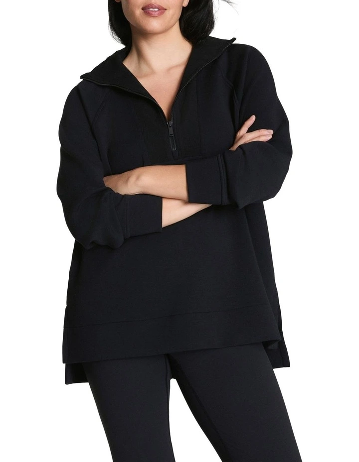 Brushed Airessentials Half Zip Tunic in Very Black image 3