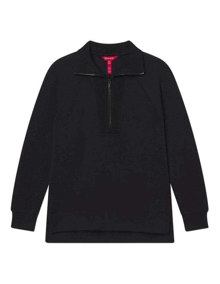 Brushed Airessentials Half Zip Tunic in Very Black image 4