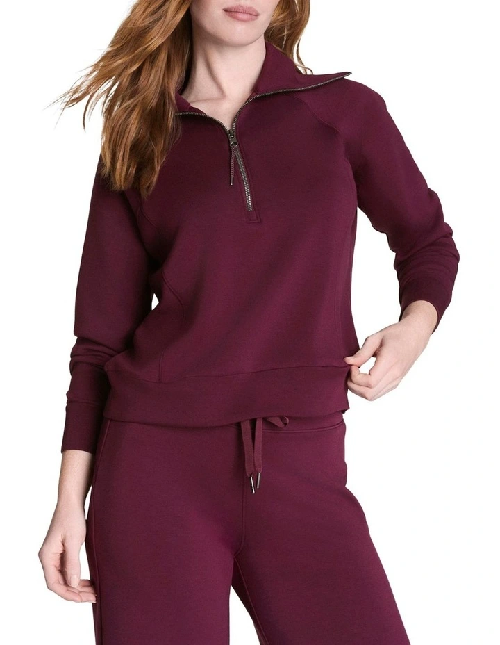Airessentials-Half Zip Jumper in Plum Berry image 1