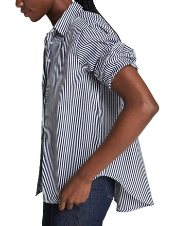 Poplin Oversized Button-Down Shirt in Blue