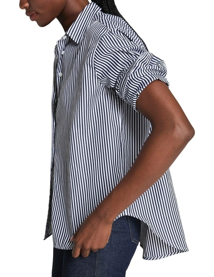 Poplin Oversized Button-Down Shirt in Blue image 2