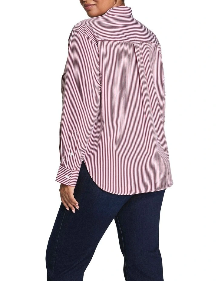 Poplin Oversized Button Down Shirt in Red image 2