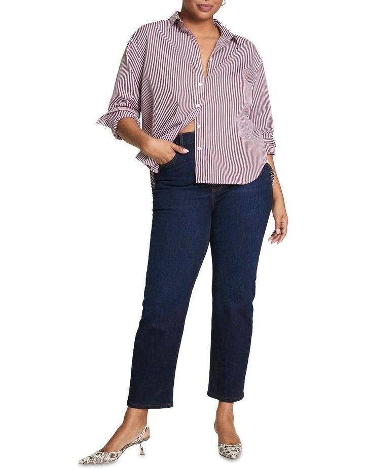 Poplin Oversized Button Down Shirt in Red image 3