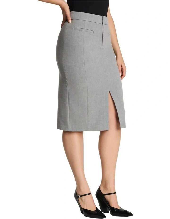 Fitted Welt Pocket Skirt in Grey image 3