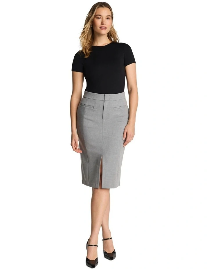 Fitted Welt Pocket Skirt in Grey image 4
