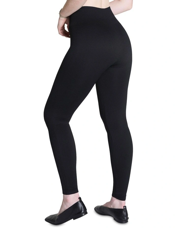 Shape Ribbed Knit Legging in Black image 2