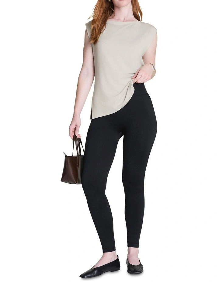 Shape Ribbed Knit Legging in Black image 3