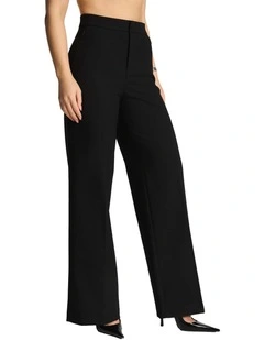 Supersmooth Stretch Double Weave Wide Leg Pant In Black