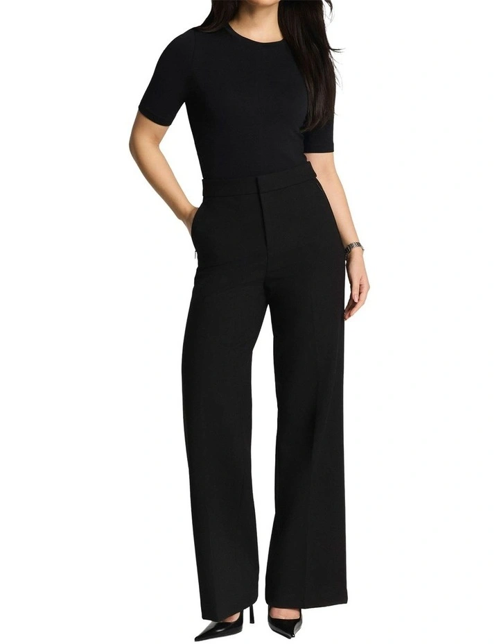 Supersmooth Stretch Double Weave Wide Leg Pant In Black image 4
