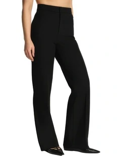 Supersmooth Stretch Double Weave Well Suited-Easy Flare Pant in Classic Black