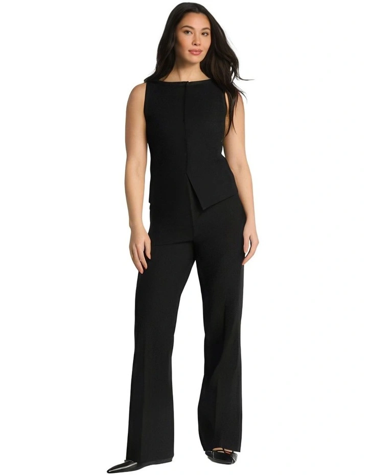 Supersmooth Stretch Double Weave Well Suited-Easy Flare Pant in Classic Black image 3