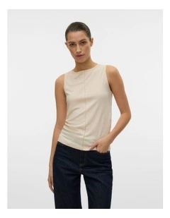 Maggie Boatneck Sleeveless Top in Cream