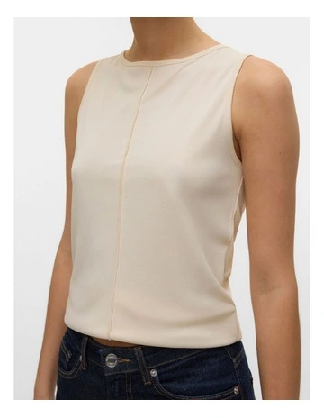 Maggie Boatneck Sleeveless Top in Cream