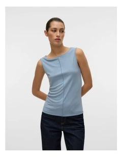 Maggie Boatneck Sleeveless Top in Blue