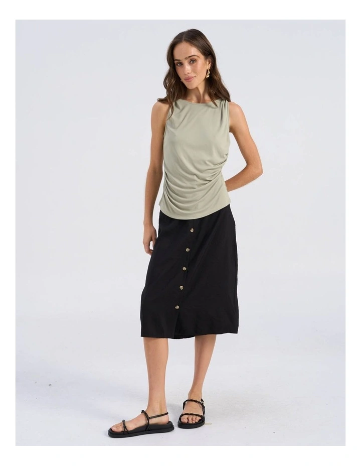 Remy Drape Singlet Top in Khaki image 3