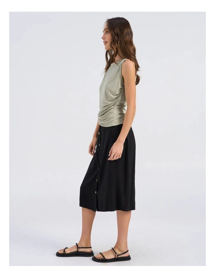 Remy Drape Singlet Top in Khaki image 4