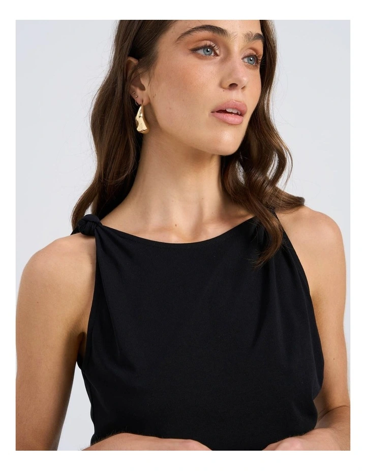 Remy Drape Singlet Top in Black image 2
