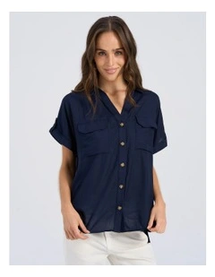 Bumpy Buttoned Shirt in Navy