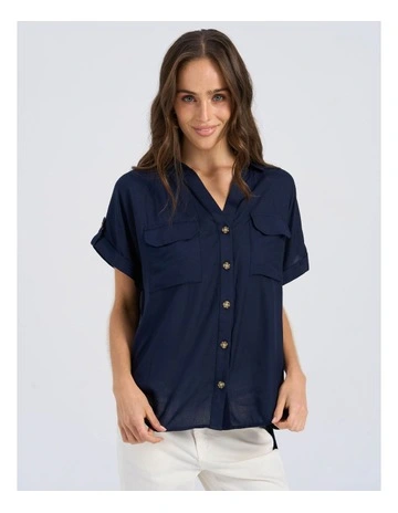 Bumpy Buttoned Shirt in Navy