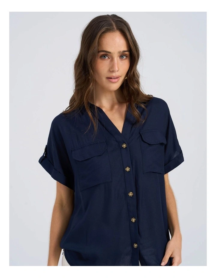 Bumpy Buttoned Shirt in Navy image 2