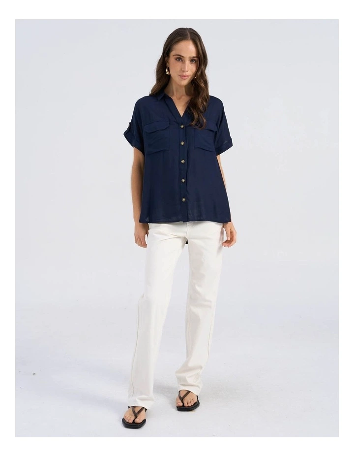 Bumpy Buttoned Shirt in Navy image 3
