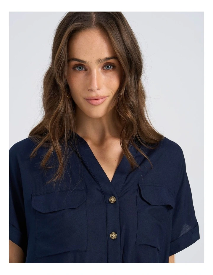 Bumpy Buttoned Shirt in Navy image 6