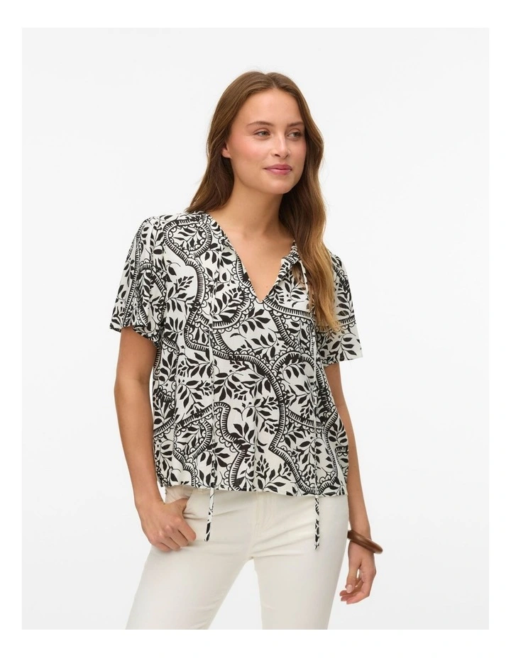 Bali Printed Top in Cream image 1