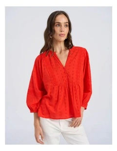 Sofie V Neck Top in Red