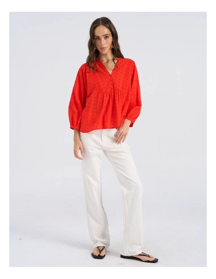 Sofie V Neck Top in Red image 3