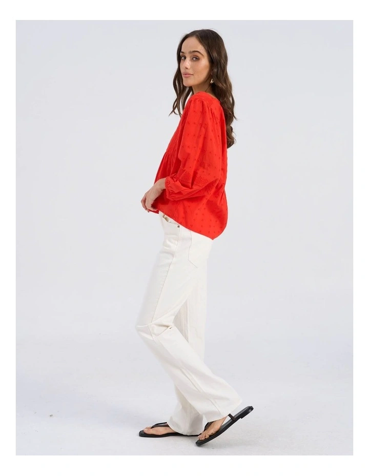 Sofie V Neck Top in Red image 5