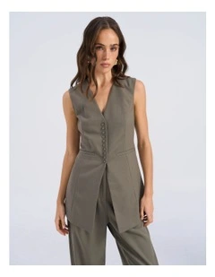 Sira Tailored Vest in Khaki