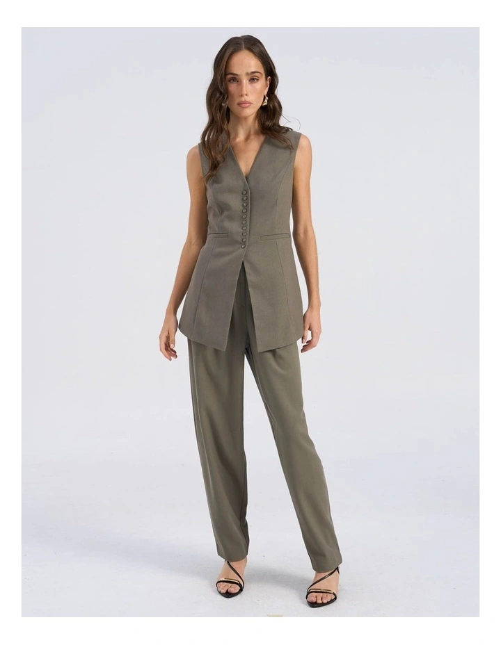 Sira Tailored Vest in Khaki image 3