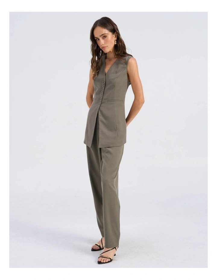 Sira Tailored Vest in Khaki image 4