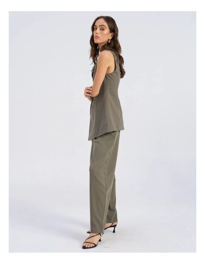 Sira Tailored Vest in Khaki image 5