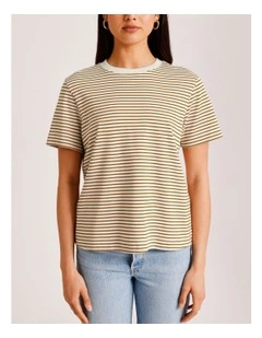 Jada Naima Stripe Cotton T-shirt in Caramel
