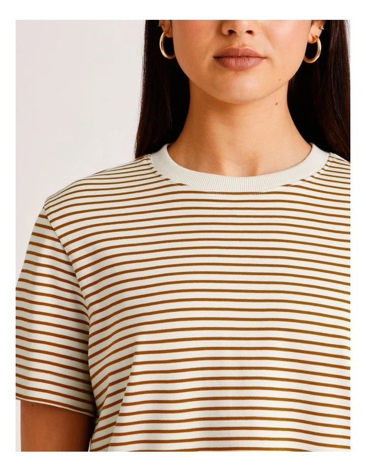 Jada Naima Stripe Cotton T-shirt in Caramel image 2