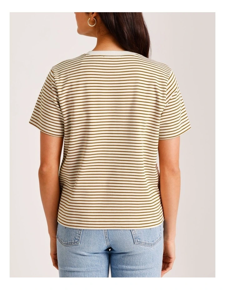 Jada Naima Stripe Cotton T-shirt in Caramel image 3