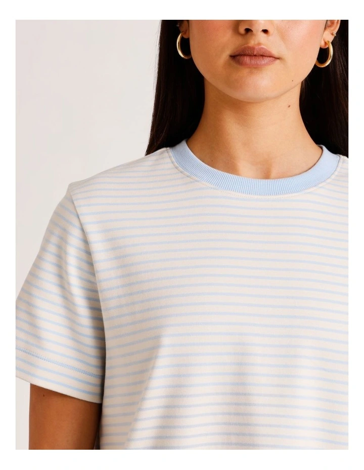 Jada Naima Stripe Cotton T-shirt in Light Blue image 2